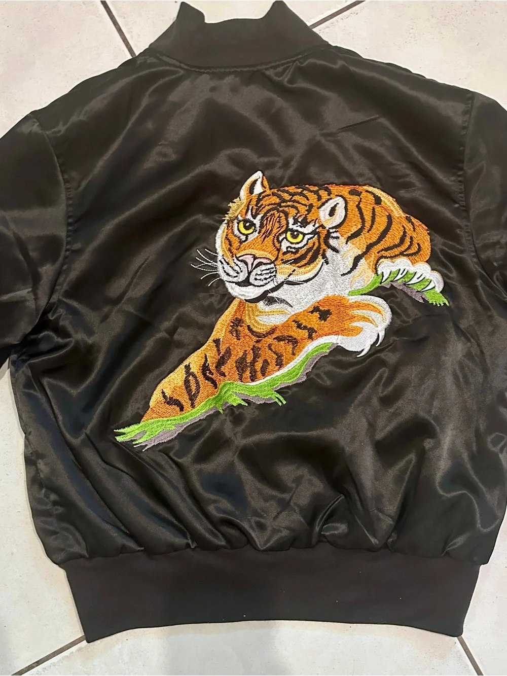 Sly Stallone Shop Rocky II Tiger Jacket Men’s S Black Satin Embroidered Bomber